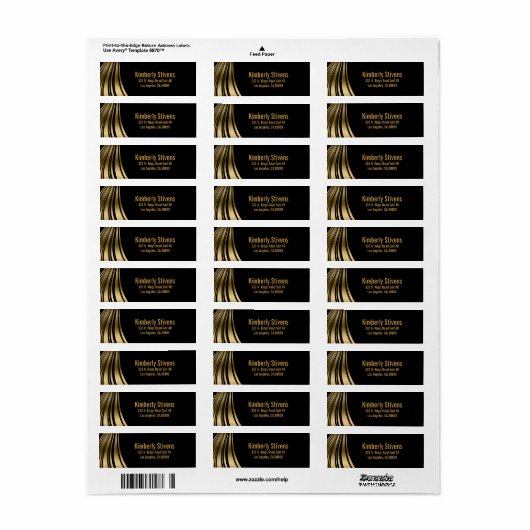 黒エレガント色と金ゴールド動的ストライプ ラベル (フルシート)