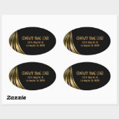 黒エレガント色と金ゴールド動的ストライプ 楕円形シール (シート)