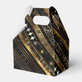 黒エレガント色と金ゴールド対角ストライプの切妻 フェイバーボックス (裏面サイド)