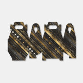 黒エレガント色と金ゴールド対角ストライプの切妻 フェイバーボックス (折り畳みなし)