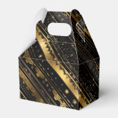 黒エレガント色と金ゴールド対角ストライプの切妻 フェイバーボックス (正面サイド)
