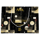 黒エレガント色と金ゴールド幾何学的抱き枕 ラージペーパーバッグ (正面)