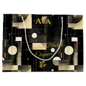 黒エレガント色と金ゴールド幾何学的抱き枕 ラージペーパーバッグ (裏面)