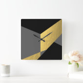 黒エレガント色と金ゴールド灰色の色のブロック スクエア壁時計 (ホーム)