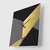黒エレガント色と金ゴールド灰色の色のブロック スクエア壁時計 (傾斜)