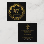 黒エレガント色と金ゴールド素朴ヴィンテージ動揺して スクエア名刺 (正面/裏面)