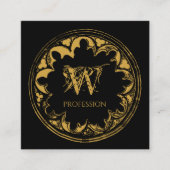 黒エレガント色と金ゴールド素朴ヴィンテージ動揺して スクエア名刺 (正面)