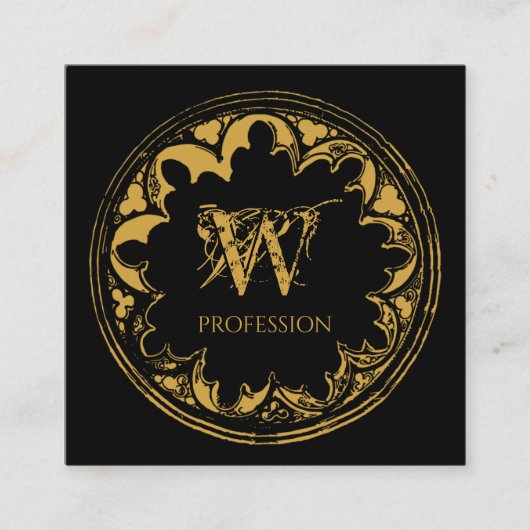 黒エレガント色と金ゴールド素朴ヴィンテージ動揺して スクエア名刺 (正面)