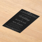 黒エレガント色と金ゴールド結婚式招待状 | クラシック アクリル招待状 (レイダウン)