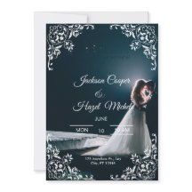 黒エレガント色と金ゴールド結婚式招待状