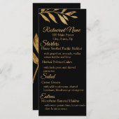 黒エレガント色と金ゴールド葉のメニュー メニュー (正面/裏面)