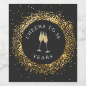 黒エレガント色と金ゴールド誕生日ワインラベル ワインラベル (シングルラベル)