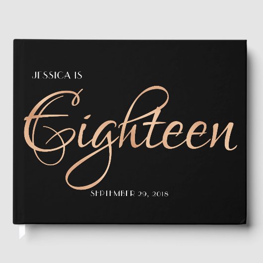 黒エレガント色と金ゴールド18誕生日 ゲストブック (正面)