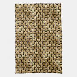 黒エレガント色と金ゴールド1920sアールデコヴィンテージ キッチンタオル