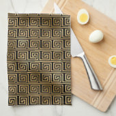 黒エレガント色と金ゴールド1920sアールデコヴィンテージ キッチンタオル (四つ折り)