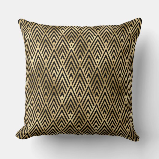 黒エレガント色と金ゴールド1920sアールデコヴィンテージ クッション (正面)