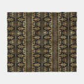 黒エレガント色と金ゴールド1920sアールデコヴィンテージ フリースブランケット (正面(横))