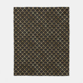 黒エレガント色と金ゴールド1920sアールデコヴィンテージ フリースブランケット (正面)