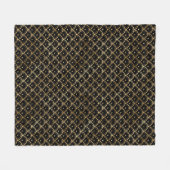 黒エレガント色と金ゴールド1920sアールデコヴィンテージ フリースブランケット (正面(横))