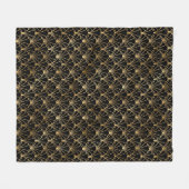 黒エレガント色と金ゴールド1920sアールデコヴィンテージ フリースブランケット (正面(横))