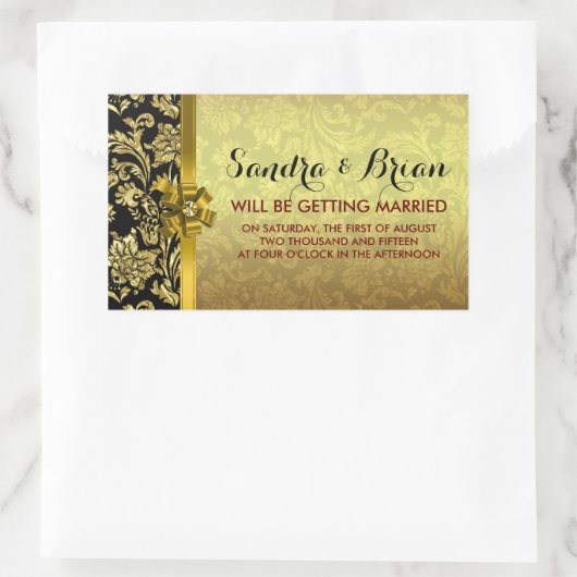 黒エレガント色と金属の金ゴールドマスク 長方形シール (バッグ)