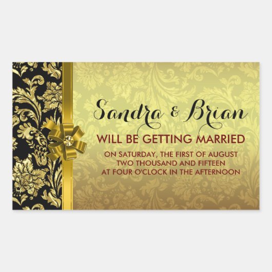 黒エレガント色と金属の金ゴールドマスク 長方形シール (正面)