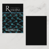 黒エレガント色と青の幾何学的な飾り 名刺 (正面/裏面)