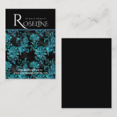 黒エレガント色と青の幾何学的な飾り 名刺 (正面/裏面)