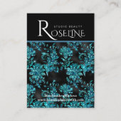 黒エレガント色と青の幾何学的な飾り 名刺 (正面)