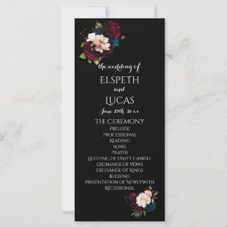 黒エレガント色と鮮やかフローラ結婚式 プログラム