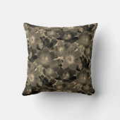 黒エレガント色と黄褐色の花柄 クッション (裏面)
