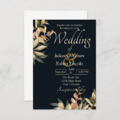 黒エレガント色のオレンジ色の結婚水色 招待状 (正面/裏面)