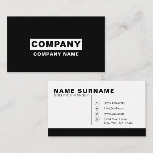 黒エレガント色のカスタムプロフェッショナル 名刺 (正面/裏面)