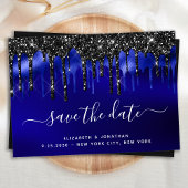 黒エレガント色のグリッターが表示された日付を保存 招待状