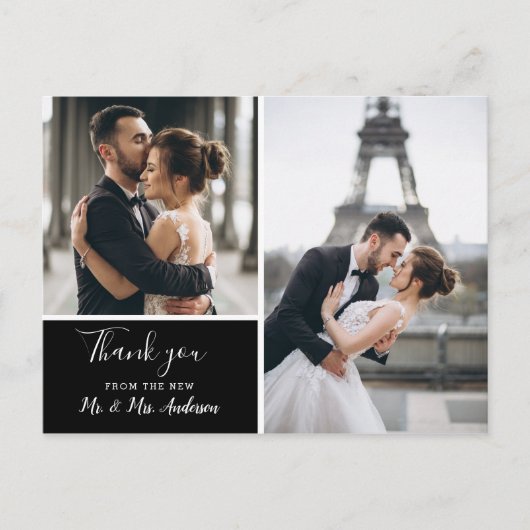 黒エレガント色のコラージュ | 空白のありがとう ポストカード (正面)