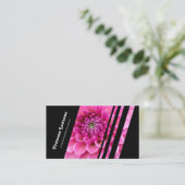 黒エレガント色のストライプピンクの花花花花花屋 名刺 (スタンド正面)