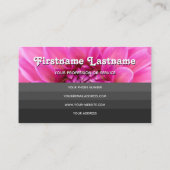 黒エレガント色のストライプピンクの花花花花花屋 名刺 (裏面)