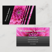 黒エレガント色のストライプピンクの花花花花花屋 名刺 (正面/裏面)
