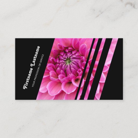 黒エレガント色のストライプピンクの花花花花花屋 名刺 (正面)