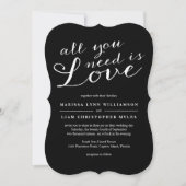 黒エレガント色のストライプ結婚式招待状 招待状 (正面)