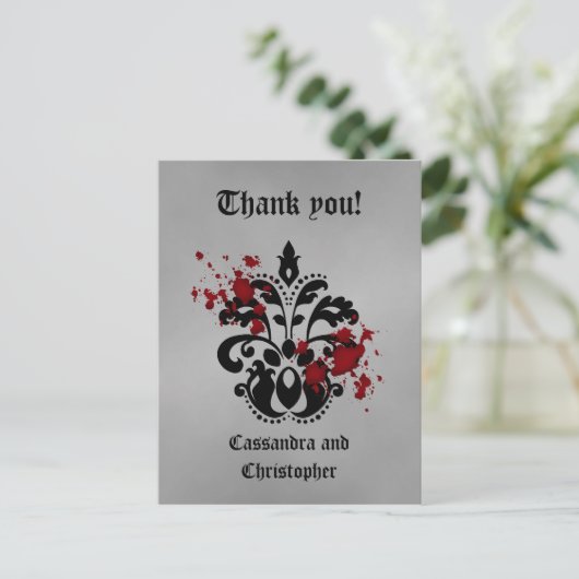 黒エレガント色のダマ感謝していク ポストカード (スタンド正面)