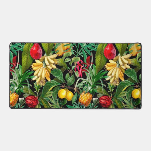 黒エレガント色のトロピ葉カルフルーツ デスクマット (正面)