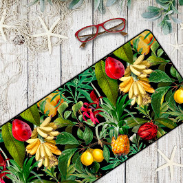 黒エレガント色のトロピ葉カルフルーツ デスクマット