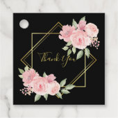 黒エレガント色のバラ感謝していのメッセージカード フェイバータグ (正面)