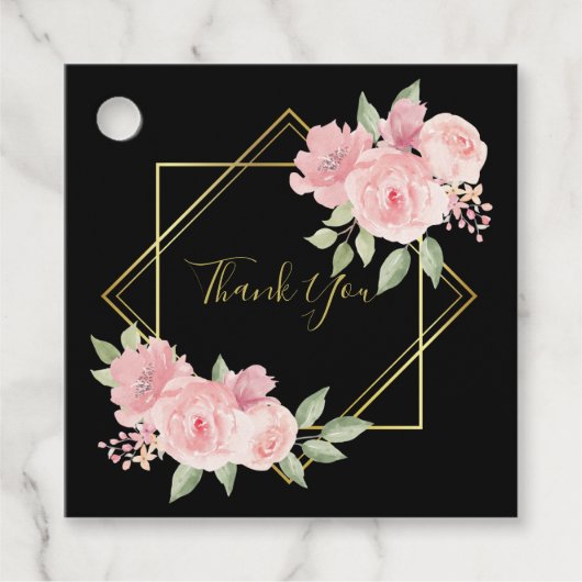 黒エレガント色のバラ感謝していのメッセージカード フェイバータグ (正面)