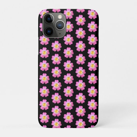 黒エレガント色のピンクの花 Case-Mate iPhoneケース (裏)