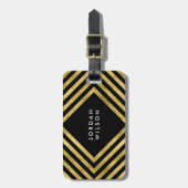 黒エレガント色のフェイク金ゴールド ラゲッジタグ (正面縦)