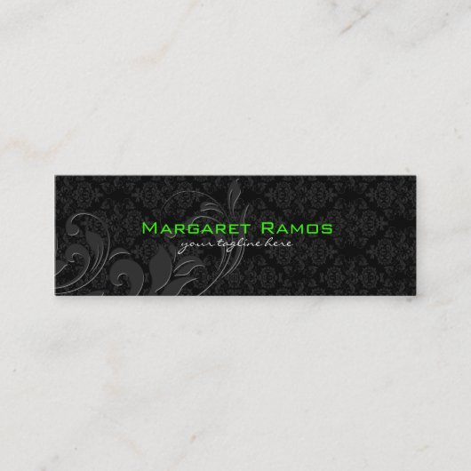 黒エレガント色のヴィンテージフローラマスク スキニー名刺 (正面)