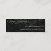 黒エレガント色のヴィンテージフローラマスク スキニー名刺 (裏面)
