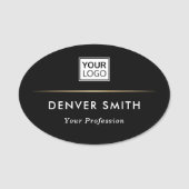 黒エレガント色の分カスタム線のロゴ名タグ 名札 (正面)